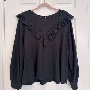 J Crew Black Ruffled Women's Top